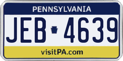 PA license plate JEB4639