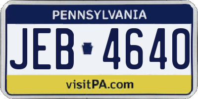 PA license plate JEB4640