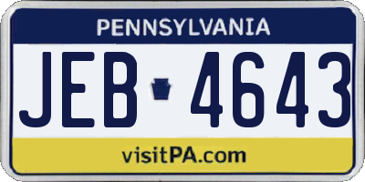 PA license plate JEB4643