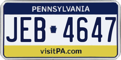 PA license plate JEB4647