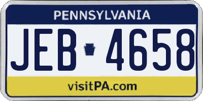 PA license plate JEB4658