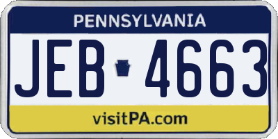 PA license plate JEB4663
