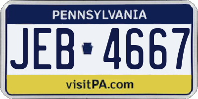 PA license plate JEB4667