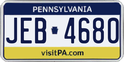 PA license plate JEB4680