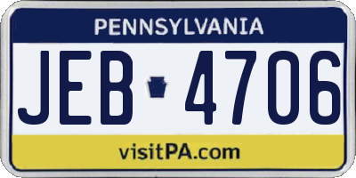 PA license plate JEB4706