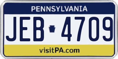 PA license plate JEB4709