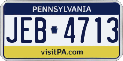 PA license plate JEB4713