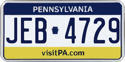 PA license plate JEB4729