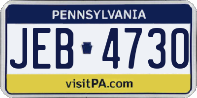 PA license plate JEB4730