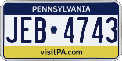 PA license plate JEB4743