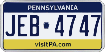 PA license plate JEB4747