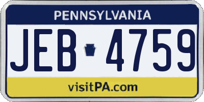 PA license plate JEB4759