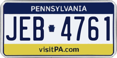 PA license plate JEB4761