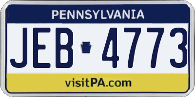 PA license plate JEB4773