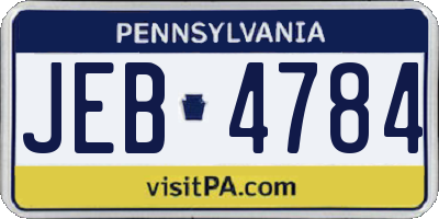PA license plate JEB4784