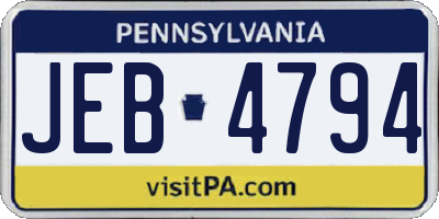 PA license plate JEB4794
