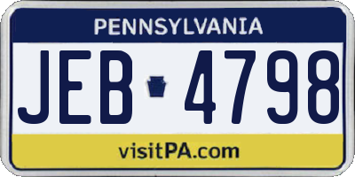 PA license plate JEB4798