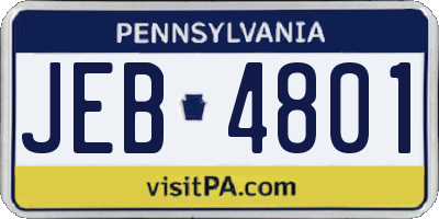 PA license plate JEB4801
