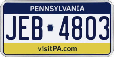 PA license plate JEB4803