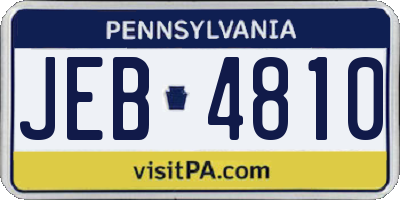 PA license plate JEB4810