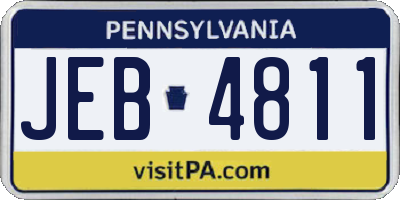 PA license plate JEB4811