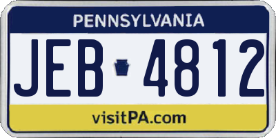 PA license plate JEB4812