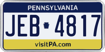 PA license plate JEB4817