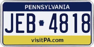 PA license plate JEB4818