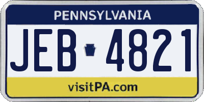 PA license plate JEB4821