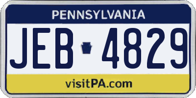 PA license plate JEB4829