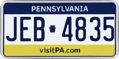 PA license plate JEB4835