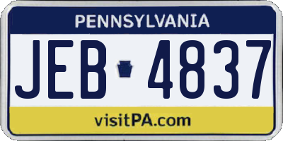 PA license plate JEB4837