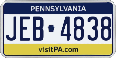PA license plate JEB4838