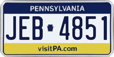 PA license plate JEB4851