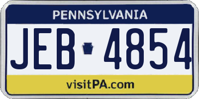 PA license plate JEB4854