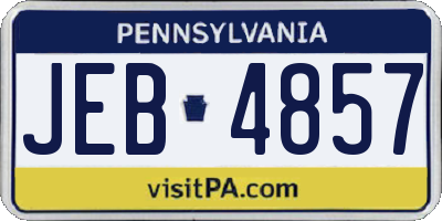 PA license plate JEB4857