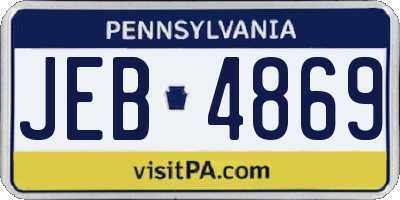 PA license plate JEB4869