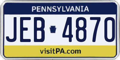 PA license plate JEB4870