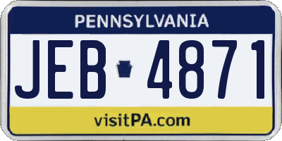 PA license plate JEB4871