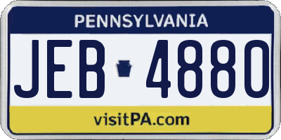 PA license plate JEB4880