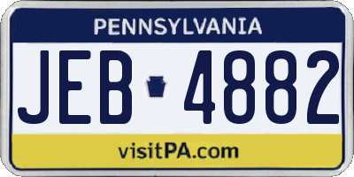 PA license plate JEB4882