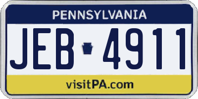 PA license plate JEB4911