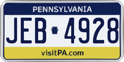 PA license plate JEB4928