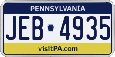 PA license plate JEB4935
