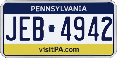 PA license plate JEB4942