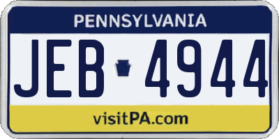 PA license plate JEB4944