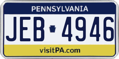 PA license plate JEB4946