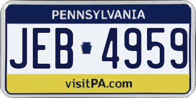 PA license plate JEB4959