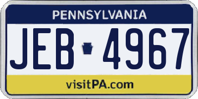 PA license plate JEB4967