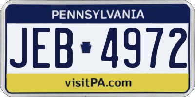 PA license plate JEB4972